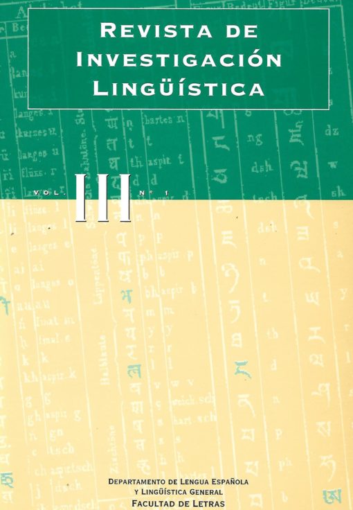 00825 510x736 - REVISTA DE INVESTIGACION LINGUISTICA NUM 1 VOL III AÑO 2000