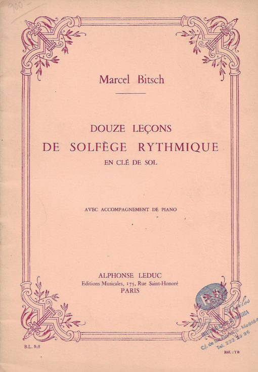 41957 510x734 - DOUZE LEÇONS DE SOLFEGE RYTHMIQUE EN CLE DE SOL