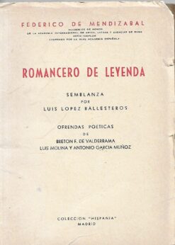 48066 247x346 - ROMANCERO DE LEYENDA SEMBLANZA POR LUIS LOPEZ BALLESTEROS