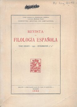 15395 247x346 - REVISTA DE FILOLOGIA ESPAÑOLA TOMO XXXVI CUADERNOS 3 Y 4