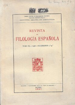 43483 247x346 - REVISTA DE FILOLOGIA ESPAÑOLA TOMO XL 1956 CUADERNOS 1º - 4º