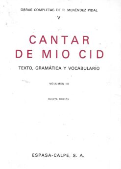 33906 247x346 - CANTAR DE MIO CID VOL III TEXTO GRAMATICA Y VOCABULARIO