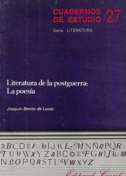 39142 510x712 - CUADERNOS DE ESTUDIOS NUM 27 LITERATURA DE LA POSTGUERRA LA POESIA