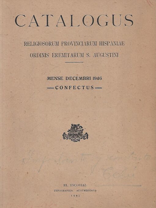 21913 510x680 - CATALOGUS RELIGIOSORUM PROVINCIARUM HISPANIAE ORDINIS EREMITARUM S AGUSTINI MENSE DECEMBRI 1946 CONFECTUS