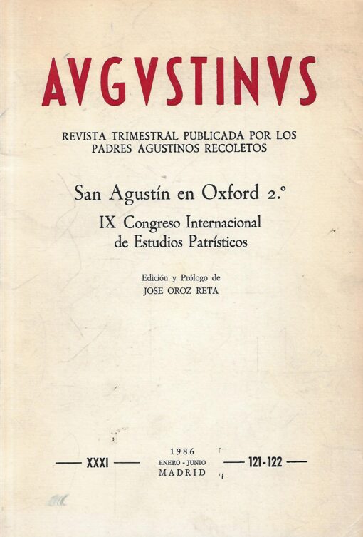 05283 510x753 - IX CONGRESO INTERNACIONAL DE ESTUDIOS PATRISTICOS SAN AGUSTIN EN OXFORD 2º REVISTA AUGUSTINUS